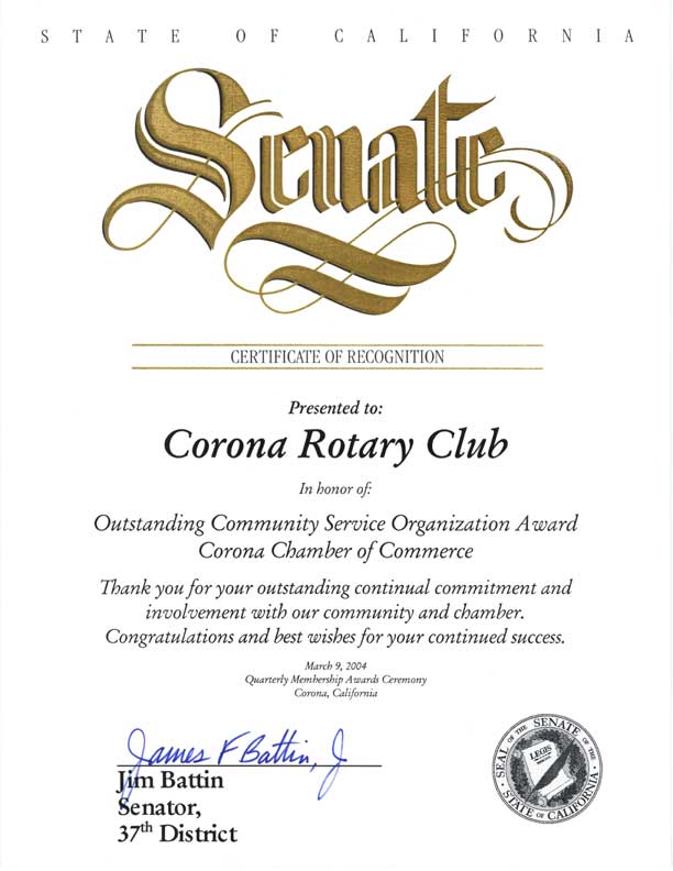 corona rotary senate